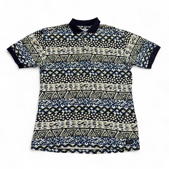 Arizona Jean Company Other - Vintage 90s Arizona Jean Co All Over Print Polo Shirt Aztec Geometric Mens M AOP